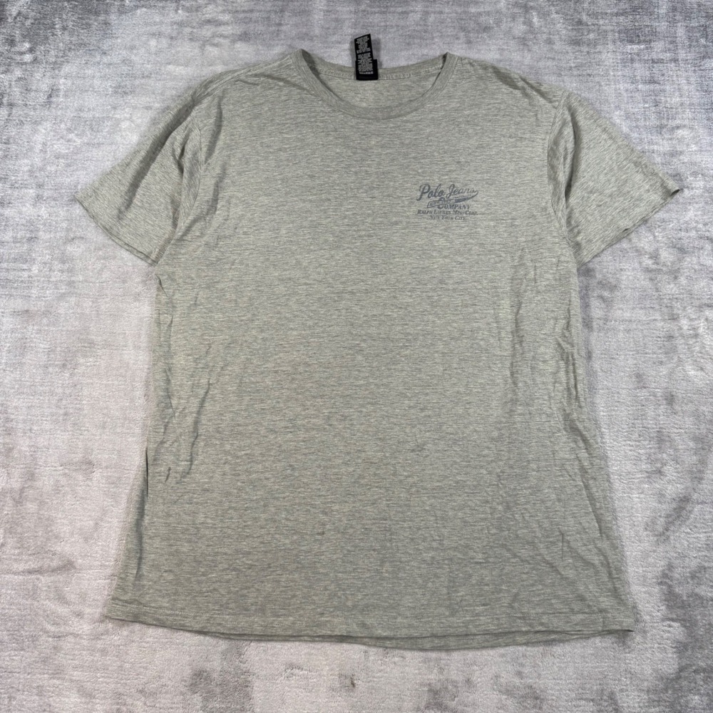 Polo Jeans Co Ralph Lauren Shirt Mens Large Gray Y2K Graphic Logo Short Sleeve